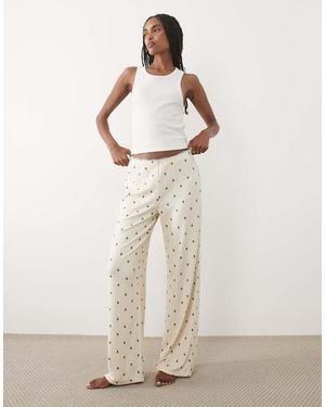 Abercrombie & Fitch Pantalones De Pijama Con Estampado Floral De Pointelle-Blanco - Neutro