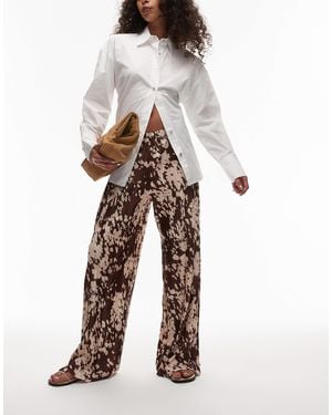 TOPSHOP Pantalon plissé à imprimé animal abstrait - Blanc