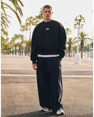 Bershka Bonded Pleated Volume jogger Trousers - Blue