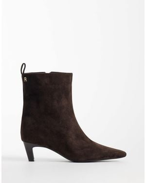 Tommy Hilfiger Piper Real Suede Heeled Ankle Boots - Black