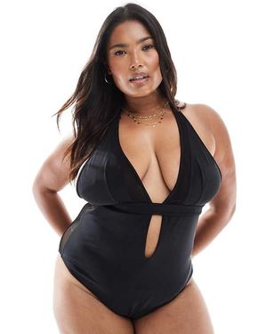 ASOS Asos Design Curve Exclusive Katie May Mesh Insert Swimsuit - Black