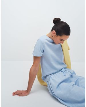 Mango 100% Cotton Round Neck T-shirt - Blue