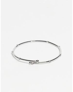 ASOS Pack Of 6 Stretch Wire Bracelets With Sparkly Diamante Details - Natural