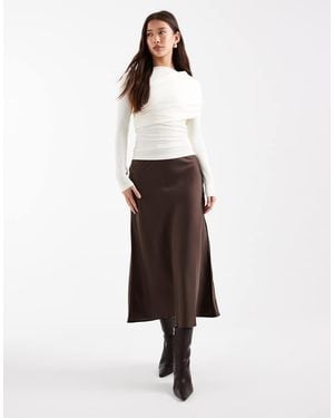 Y.A.S Satin Midi Skirt - White