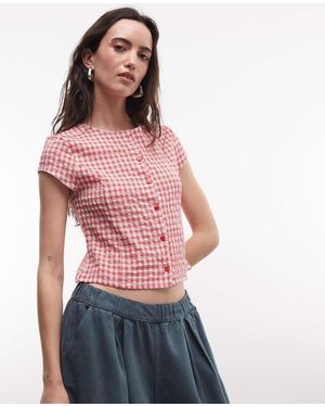 Reclaimed Vintage Button Through Blouse - Red
