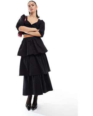 Glamorous Tiered Midi Skirt - White