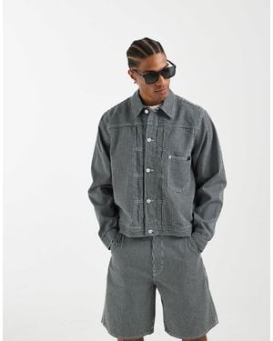 Tommy Hilfiger Stripe Denim Jacket Co-Ord - Gray