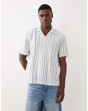 SELECTED Linen Blend Short Sleeve Shirt - White