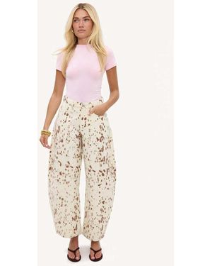 Loavies Everlasting Hope Balloon Jeans With Print - Natural