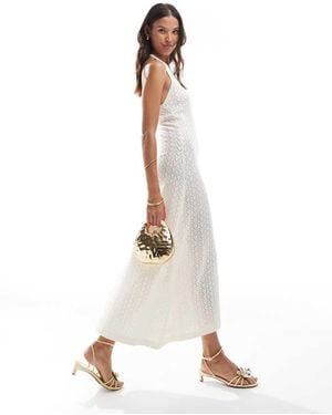 ASOS Knitted Halter Maxi Dress With Gold Shell - White