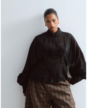 ARRANGE Curve Premium Sculpted Organza Shirt - Black