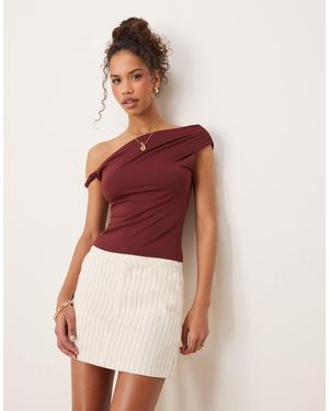 Gina Tricot Off The Shoulder Slinky Jersey Top - Red