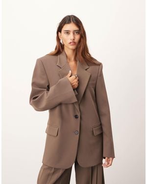 ARRANGE Wool Oversized Single Breasted Blazer Co-ord - Brown