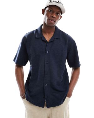 Threadbare Short Sleeve Jersey Textured Shirt - Blue