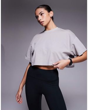 4505 Icon Heavyweight Cotton Cropped T-shirt With Quick Dry Finish - Grey
