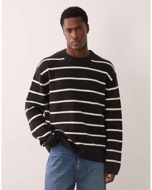ARKET Jersey A Rayas Con Cuello Redondo De Tejido Rico En Algodón De - Negro