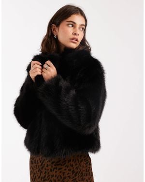 Miss Selfridge Faux Fur Crop Jacket - Black