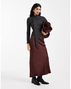 ASOS Satin Bias Maxi Skirt - Red