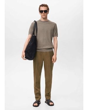 Mango – slim-fit-hose aus leinen - Braun