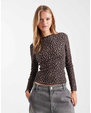 New Look Lettuce Edge Long Sleeve Top - Brown