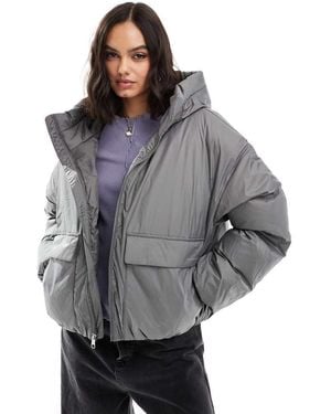 Converse Chaqueta Acolchada Corta Gris De