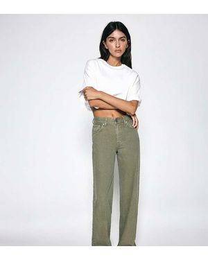 Pull&Bear Petite Rechte Jeans Met Wijde Pijpen - Groen