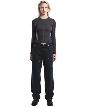 Dr. Denim Nicola Ribbed Long Sleeve Top With Zip - Blue