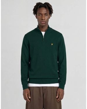 Lyle & Scott Mid Knits Cotton Merino Quarter Zip Jumper - Green