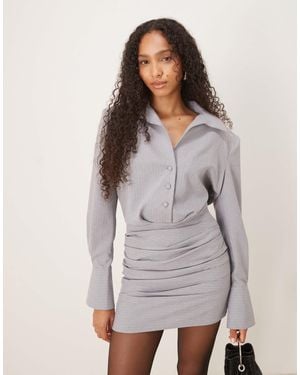 ASOS Wrap Over Shirt Mini Dress - Gray
