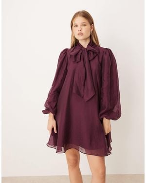 Glamorous Chiffon Floaty Boho Mini Dress - Purple