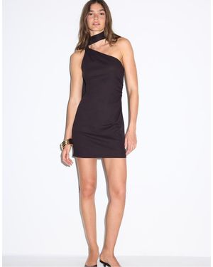 Stradivarius Short Asymmetric Dress With Fringing - Blue