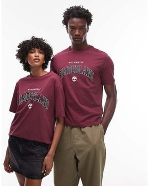 Timberland Authentic Large Chest Collegiate Logo Oversized T-Shirt - Red