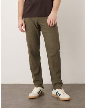 SELECTED Slim Tapered Linen Blend Trousers - Natural