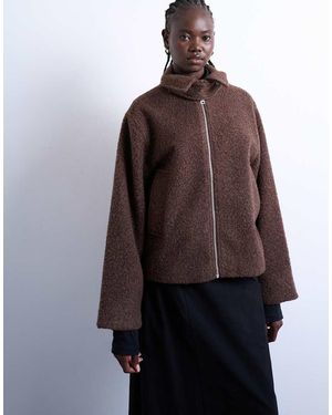 TOPSHOP Giacca Bomber Color Cioccolato - Marrone