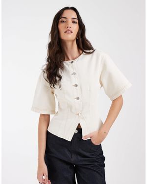 ASOS – tailliertes jeans-oberteil - Weiß