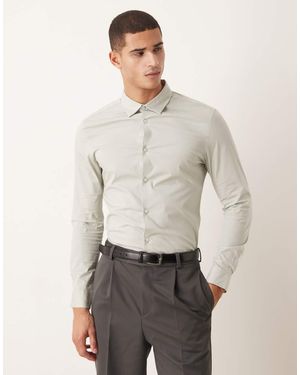 ASOS Skinny Poplin Shirt - Natural
