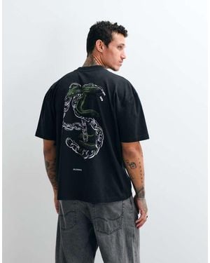 AllSaints Linx T-Shirt Met Korte Mouwen, Grafisch Logo En Print Op De Achterkant - Blauw
