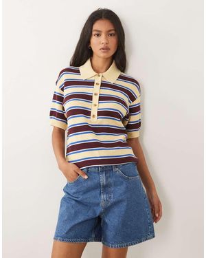 ARKET Boxy Gebreide Polotop Van Katoen - Blauw