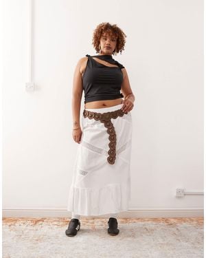 Collusion Plus Broidery Maxi Beach Skirt - Natural