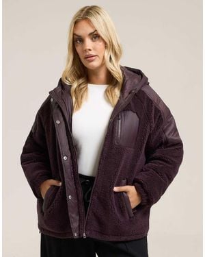 Yours Clothing Teddy Borg Jacket - Purple