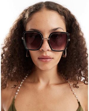 River Island Oversized Square Sunglasses - Brown