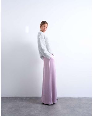 TOPSHOP Extreme Wide Leg Satin Trouser - Purple