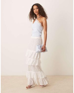 ASOS Lace Tiered Maxi Skirt - Natural