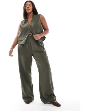 Pieces Plus Pieces Curve Tailored Multiway Button Leg Trouser Co-ord - Green