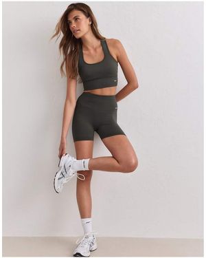 Aim'n Dark Ivy Ribbed Seamless Midi Shorts - Green