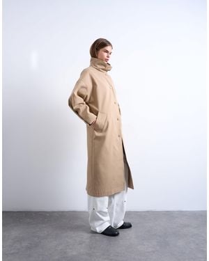 TOPSHOP Oversized Clean Funnel Neck Trench Coat - White