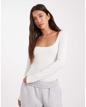 Miss Selfridge Body Color Panna Con Scollo Rotondo Ampio - Bianco