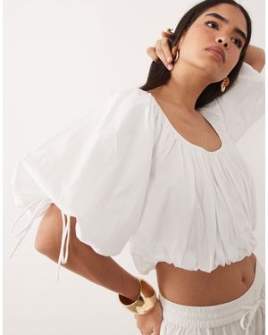 ASOS Puff Sleeve Cropped Top - White