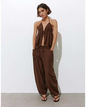 Pull&Bear – hose aus leinenmix - Braun