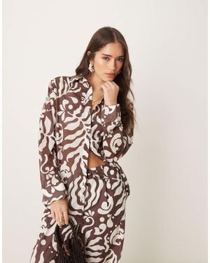Mango Chemise d'ensemble à manches longues et imprimé végétal abstrait - Neutre